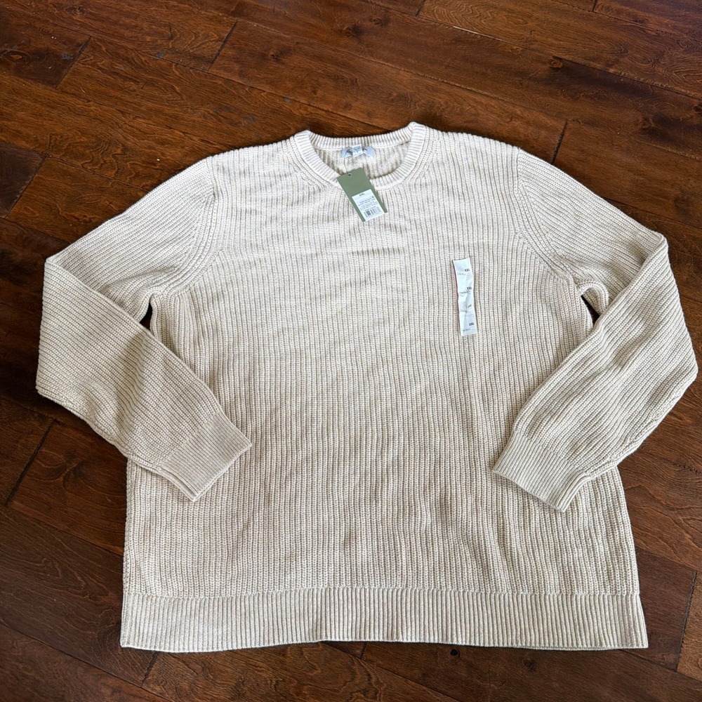 Goodfellow & Co Mens XXL Cream Beige Ribbed Knit Crewneck Sweater NWT Thick